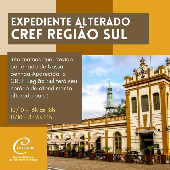 CREF Região Sul tem horário atendimento diferenciado na próxima semana