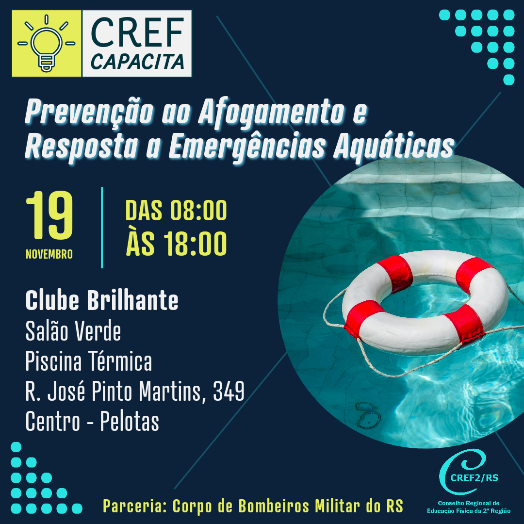 CREF Capacita sobre emergências aquáticas ocorre em Pelotas em novembro