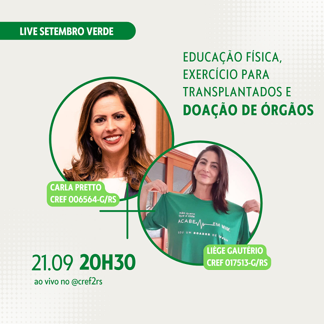 CREF2/RS promove live sobre exercício físico para transplantados e doação de órgãos