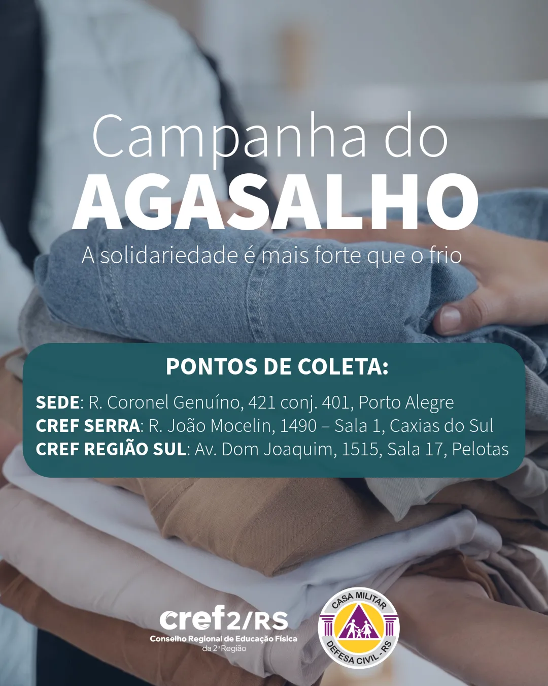 CREF2/RS promove Campanha do Agasalho 2026 e recebe doações até final de julho